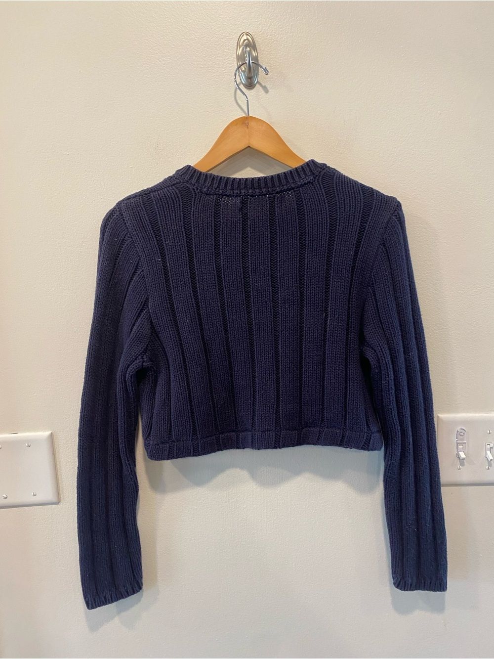 Vintage Y2K Tommy Hilfiger cropped ribbed knit sweater women’s xs flag logo - Picture 4 of 8